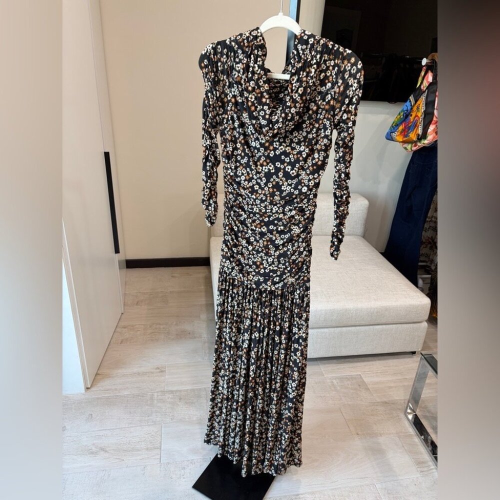 Farm Rio: Black Tiny Flowers Long SleeveMaxi Dress - Picture 6 of 15